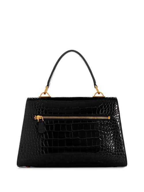 Guess Sestri Crocodile-Embossed Crossbody Negrii | GUESS-SN29249
