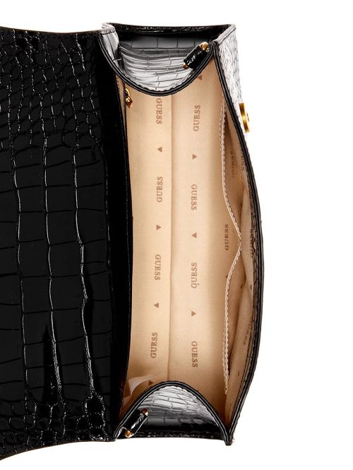 Guess Sestri Crocodile-Embossed Crossbody Negrii | GUESS-SN29249