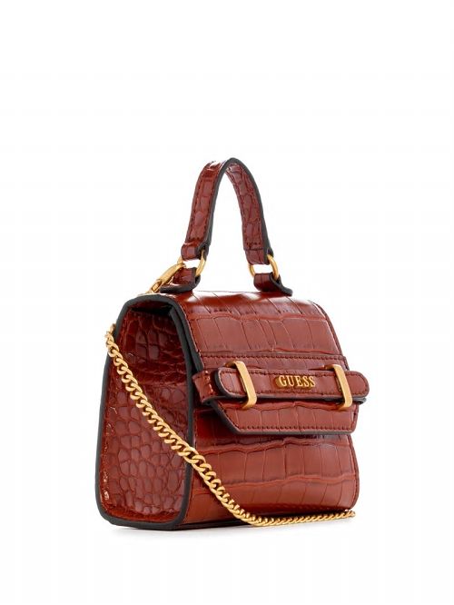 Guess Sestri Crocodile-Embossed Mini Crossbody Bej | GUESS-SN28789