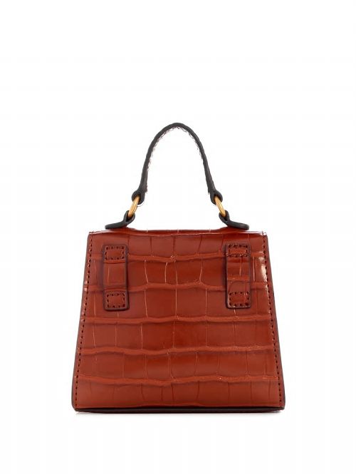 Guess Sestri Crocodile-Embossed Mini Crossbody Bej | GUESS-SN28789