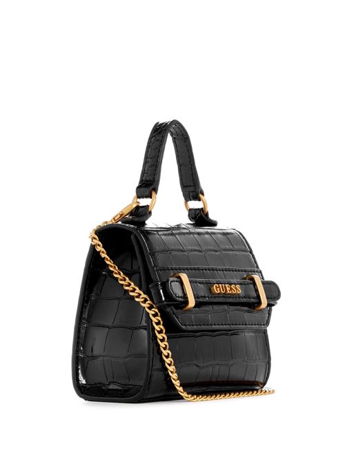 Guess Sestri Crocodile-Embossed Mini Crossbody Negrii | GUESS-SN29004