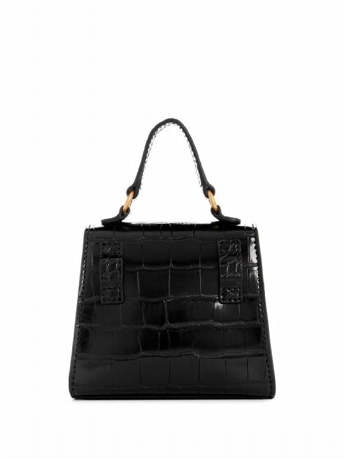 Guess Sestri Crocodile-Embossed Mini Crossbody Negrii | GUESS-SN29004