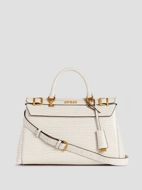 Guess Sestri Crocodile-Embossed Satchel Albi | GUESS-SN29300