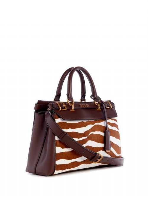 Guess Sestri Zebra Luxury Satchel Maro | GUESS-SN29325