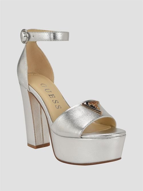 Guess Seton Embossed Heels Argintii | GUESS-SN29584