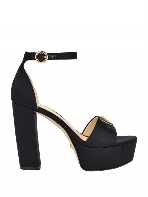 Guess Setone Satin Signature Platform Heels Negrii | GUESS-SN29851