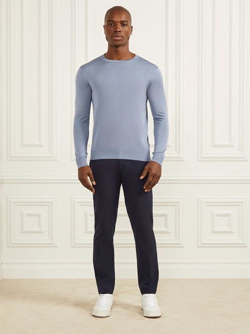 Guess Silk Crewneck Sweater Albastri | GUESS-SN31099