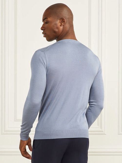 Guess Silk Crewneck Sweater Albastri | GUESS-SN31099