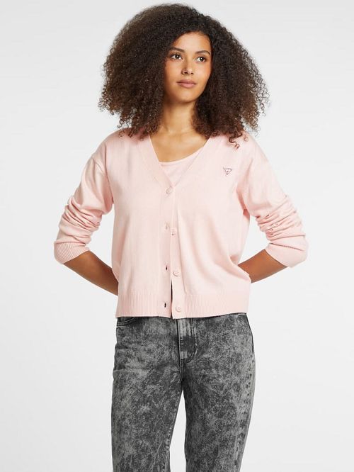 Guess Silk and Wool-Blend Mini Triangle Cardigan Roz | GUESS-SN27416