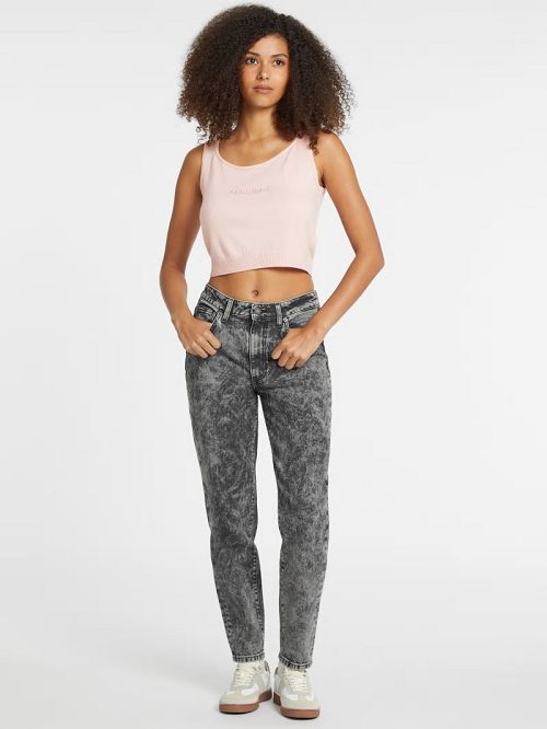 Guess Silk and Wool-Blend Scoop Logo Sweater Tank Roz | GUESS-SN27303