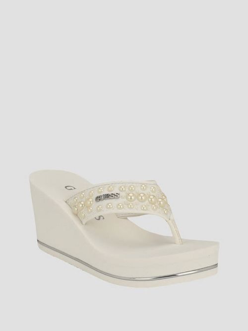 Guess Silus Pearl Wedge Sandals Albi | GUESS-SN29727