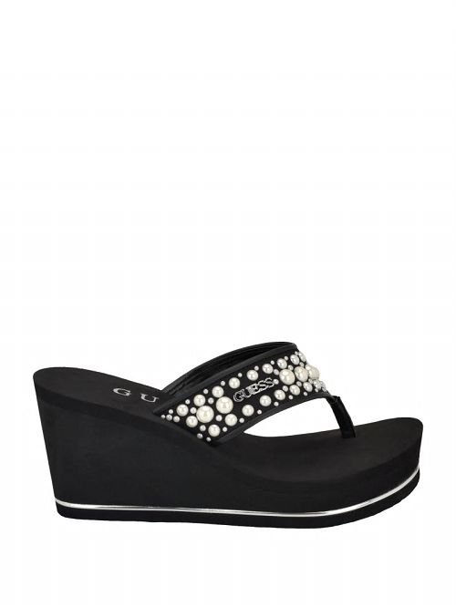 Guess Silus Pearl Wedge Sandals Negrii | GUESS-SN29710