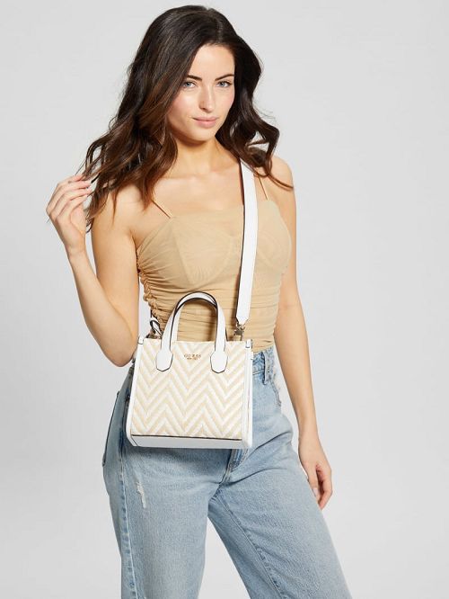 Guess Silvana Chevron Mini Tote Albi | GUESS-SN29381