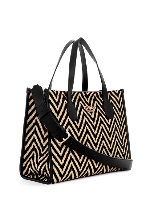Guess Silvana Chevron Tote Negrii | GUESS-SN28869