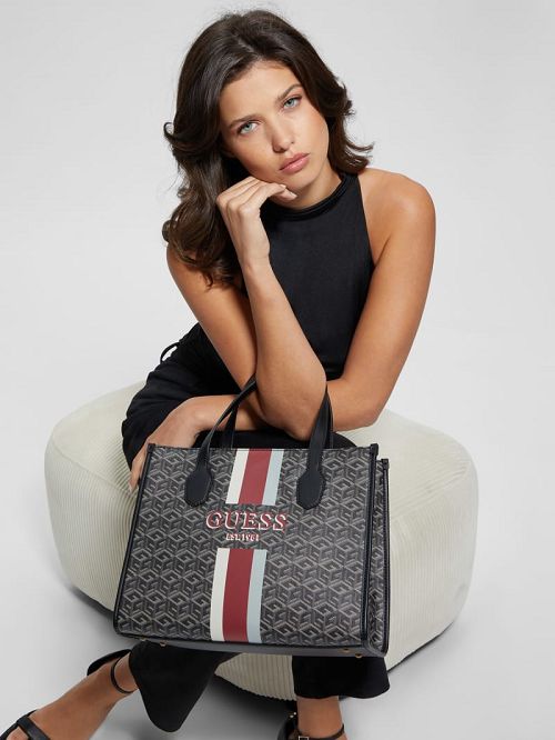 Guess Silvana G Cube Tote Negrii | GUESS-SN29430