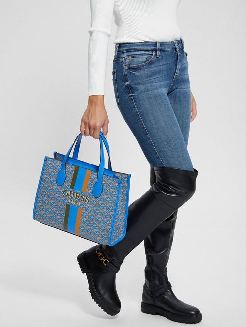 Guess Silvana G Cube Tote Turcoaz | GUESS-SN29365