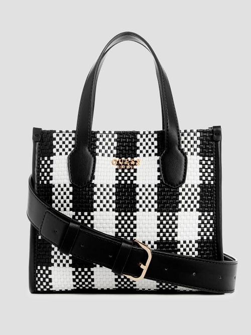 Guess Silvana Gingham Mini Tote Negrii | GUESS-SN29434