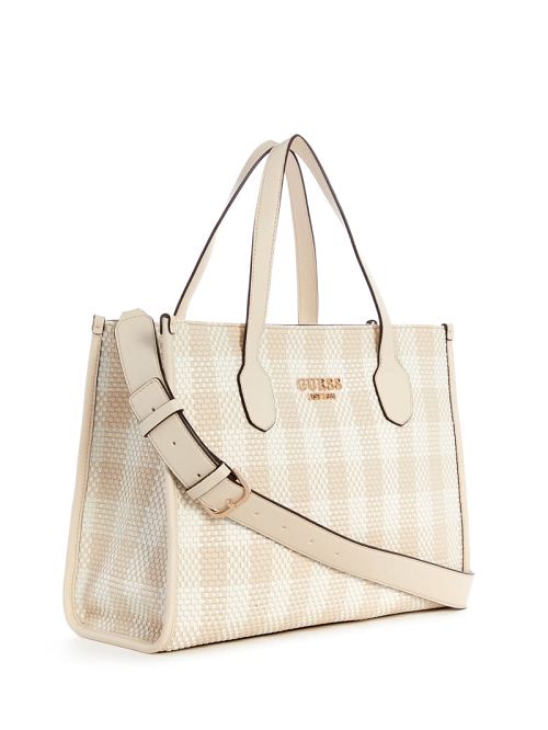 Guess Silvana Gingham Tote Albi | GUESS-SN29413