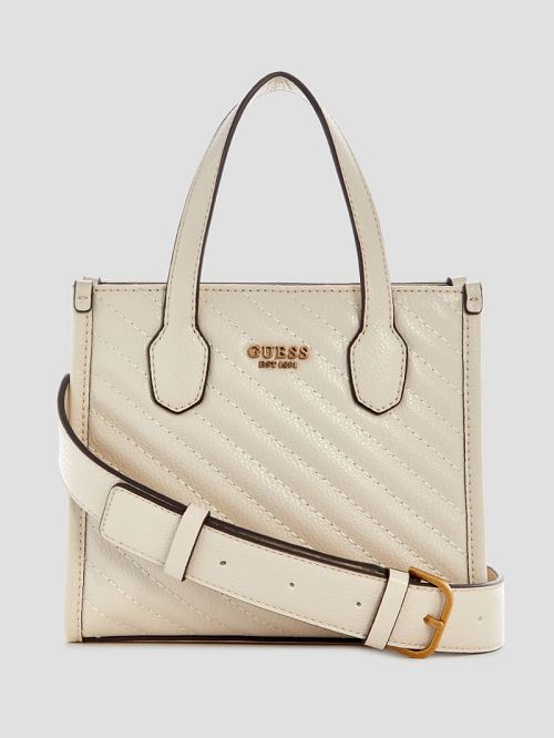 Guess Silvana Mini Woven Tote Albi | GUESS-SN29459