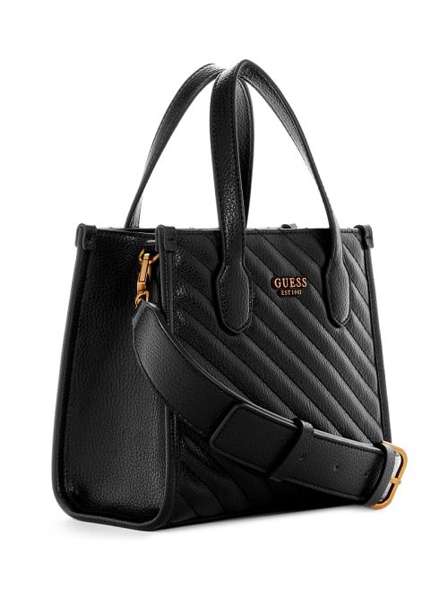 Guess Silvana Mini Woven Tote Negrii | GUESS-SN29439