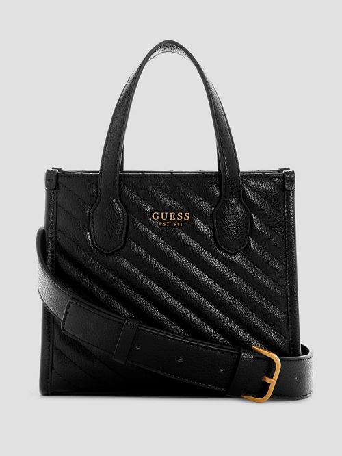 Guess Silvana Mini Woven Tote Negrii | GUESS-SN29439