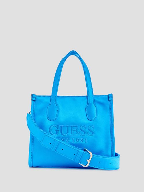 Guess Silvana Satin Mini Tote Albastri | GUESS-SN29403