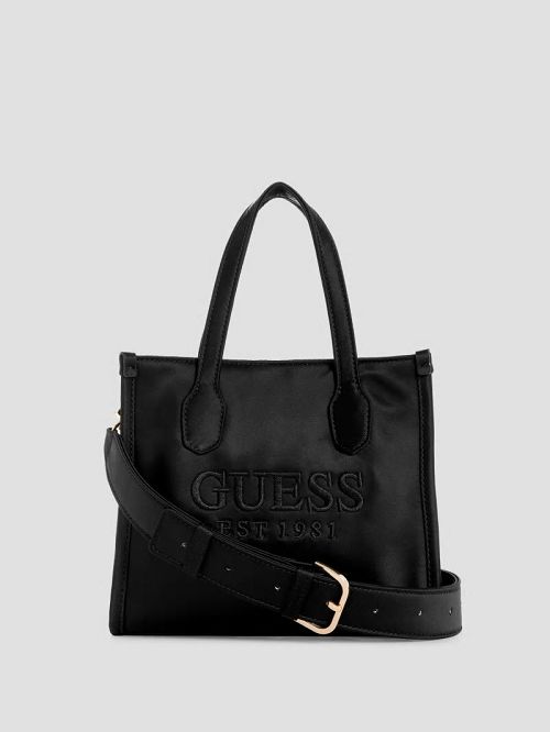 Guess Silvana Satin Mini Tote Negrii | GUESS-SN29399