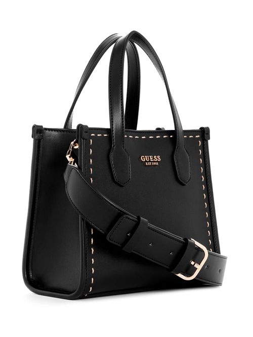Guess Silvana Stitched Mini Tote Negrii | GUESS-SN28882