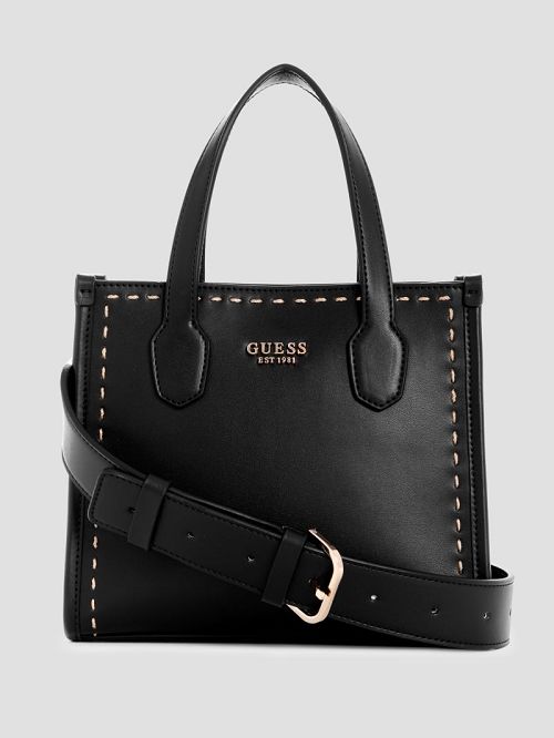 Guess Silvana Stitched Mini Tote Negrii | GUESS-SN28882