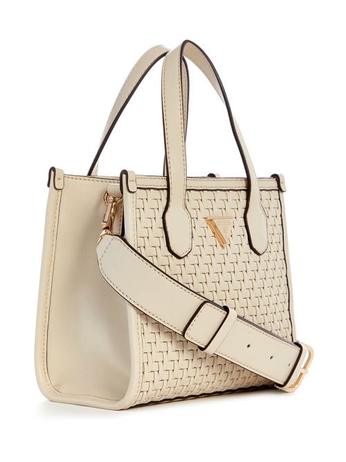 Guess Silvana Woven Mini Tote Albi | GUESS-SN29466