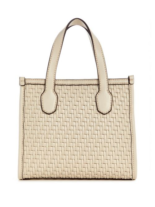 Guess Silvana Woven Mini Tote Albi | GUESS-SN29466