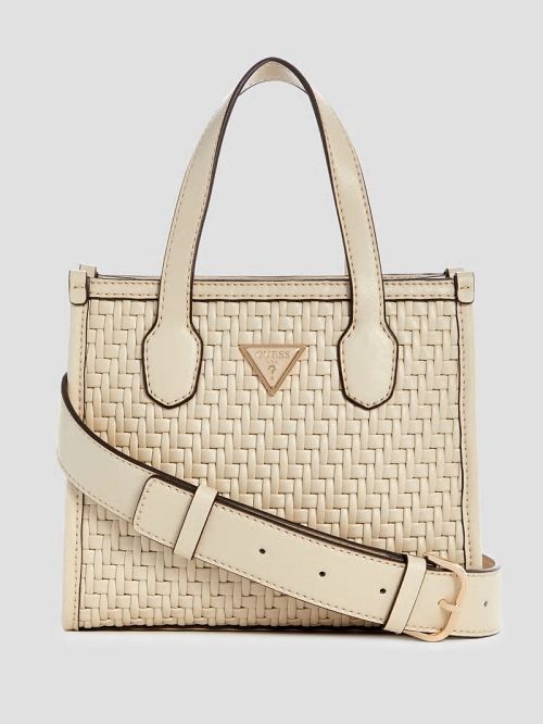 Guess Silvana Woven Mini Tote Albi | GUESS-SN29466
