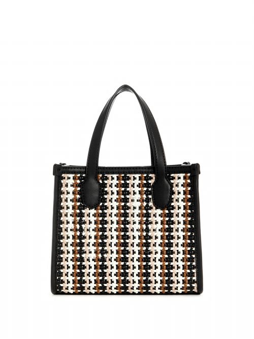 Guess Silvana Woven Mini Tote Negrii | GUESS-SN29356