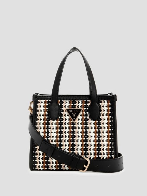 Guess Silvana Woven Mini Tote Negrii | GUESS-SN29356