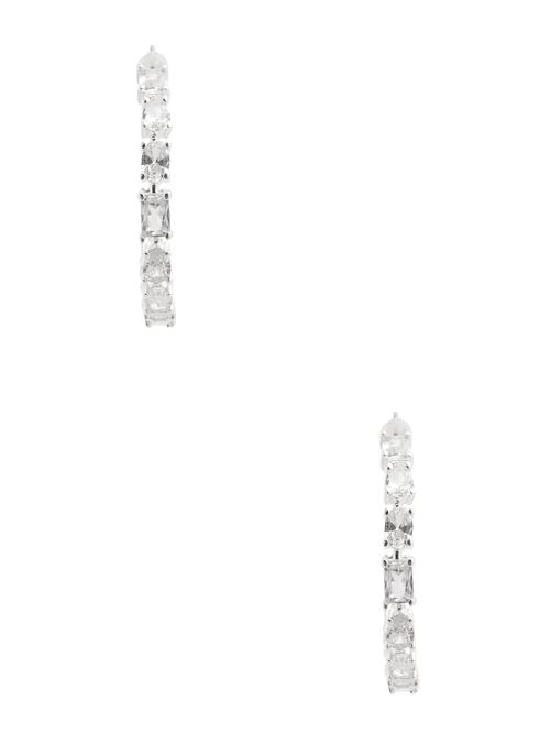 Guess Silver-Tone Baguette Hoop Earrings Argintii | GUESS-SN30316