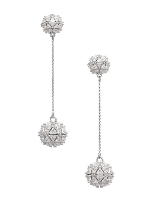 Guess Silver-Tone Cubic Zirconia Ball Drop Earring Argintii | GUESS-SN30283