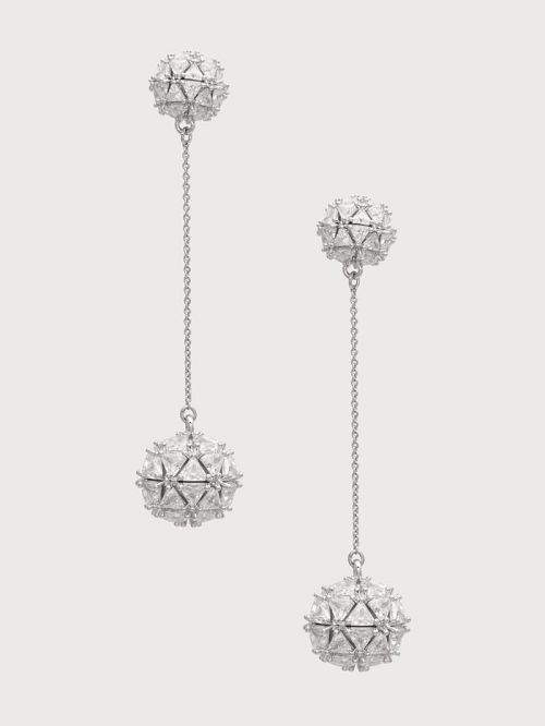 Guess Silver-Tone Cubic Zirconia Ball Drop Earring Argintii | GUESS-SN30283