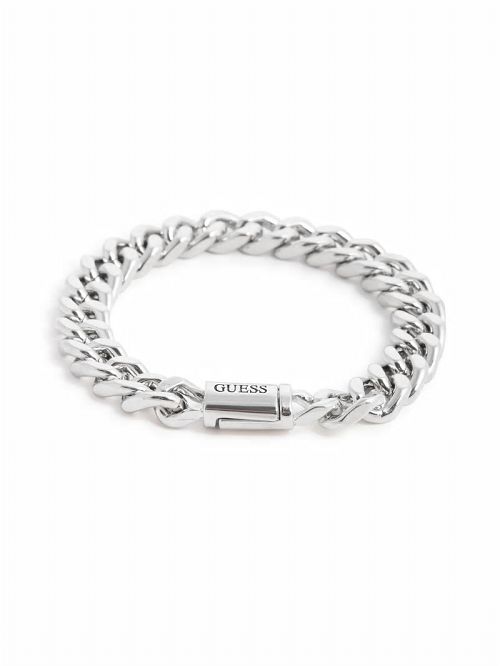 Guess Silver-Tone Curb Chain Logo Bracelet Argintii | GUESS-SN31836