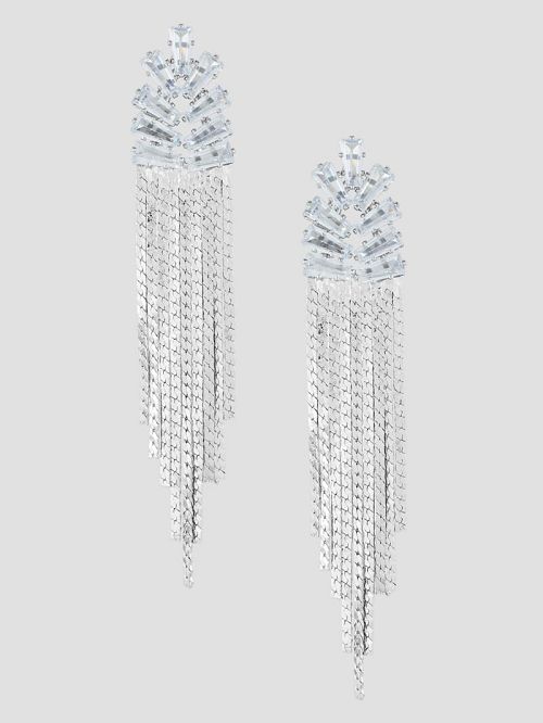 Guess Silver-Tone Mini Statement Linear Earrings Argintii | GUESS-SN30309
