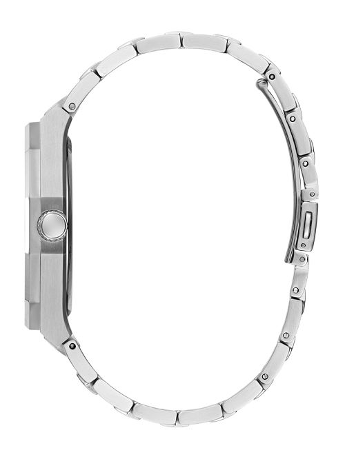 Guess Silver-Tone and Blue Octagonal Analog Watch Argintii | GUESS-SN31676