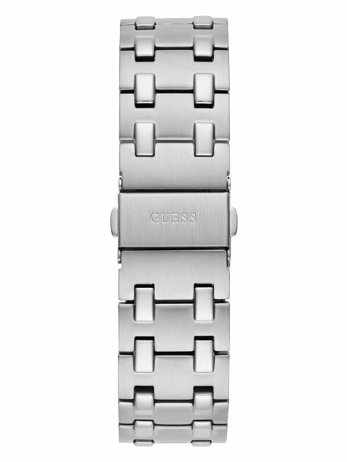 Guess Silver-Tone and Blue Octagonal Analog Watch Argintii | GUESS-SN31676