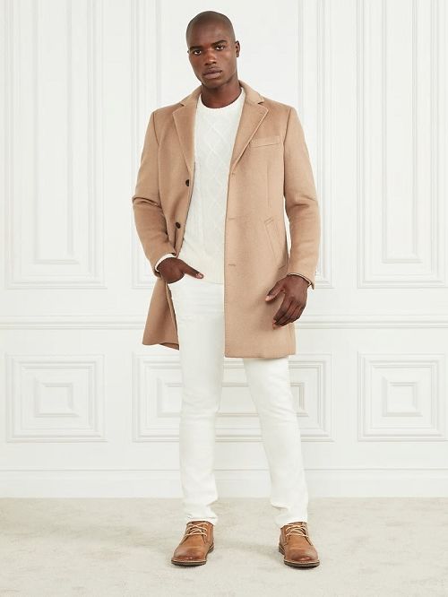 Guess Single Breasted Wool-Blend Coat Bej | GUESS-SN30743
