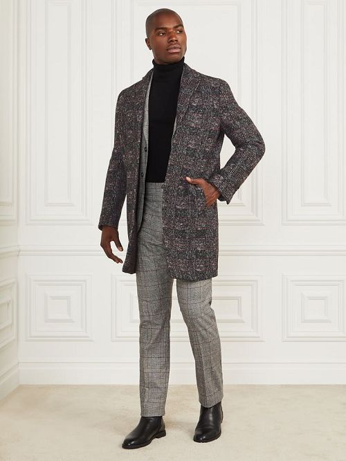 Guess Single Breasted Wool-Blend Coat Negrii Albi | GUESS-SN30760