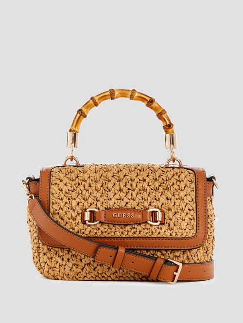 Guess Siria Straw Top Handle Bag Maro | GUESS-SN28790