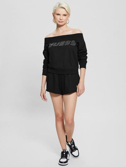 Guess Skylar Off-the-Shoulder Sweatshirt Negrii | GUESS-SN27649