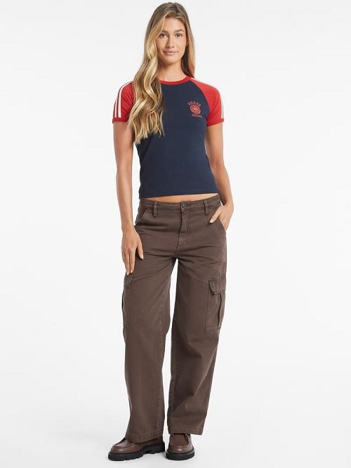 Guess Slim Crest Logo Raglan Tee Albastri | GUESS-SN27476