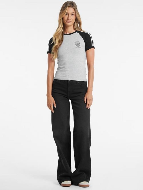 Guess Slim Crest Logo Raglan Tee Gri | GUESS-SN27289