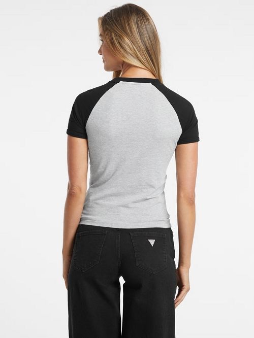 Guess Slim Crest Logo Raglan Tee Gri | GUESS-SN27289