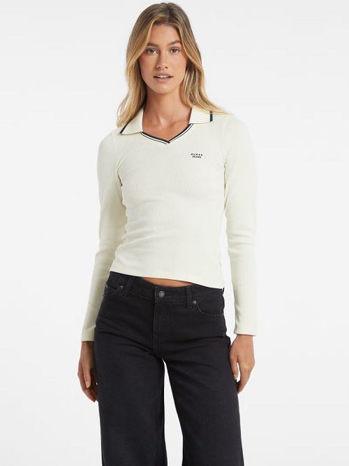 Guess Slim Embroidered Logo Polo Albi | GUESS-SN27307
