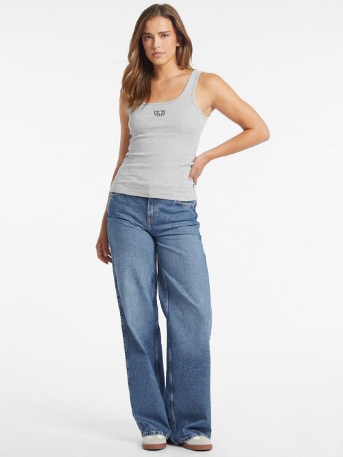 Guess Slim Embroidered Logo Tank Gri | GUESS-SN27318